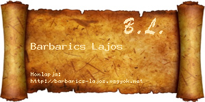 Barbarics Lajos névjegykártya